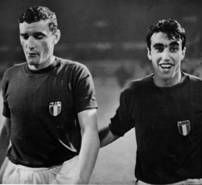 Nel 1968 Riva e Anastasi in maglia azzurra